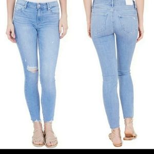 PAIGE Verdugo Ankle Distressed Ricki Destructed Light Blue Wash Skinny Jeans